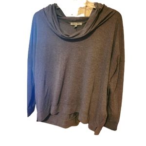 Olivia Sky gray long sleeve top. Large. Side slits. Drape neckline.
